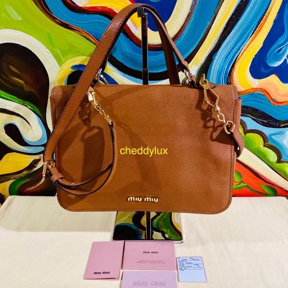 👜🤎👜Authentic Miu Miu 2 Way Brown Leather Bag - Picture 4 of 17